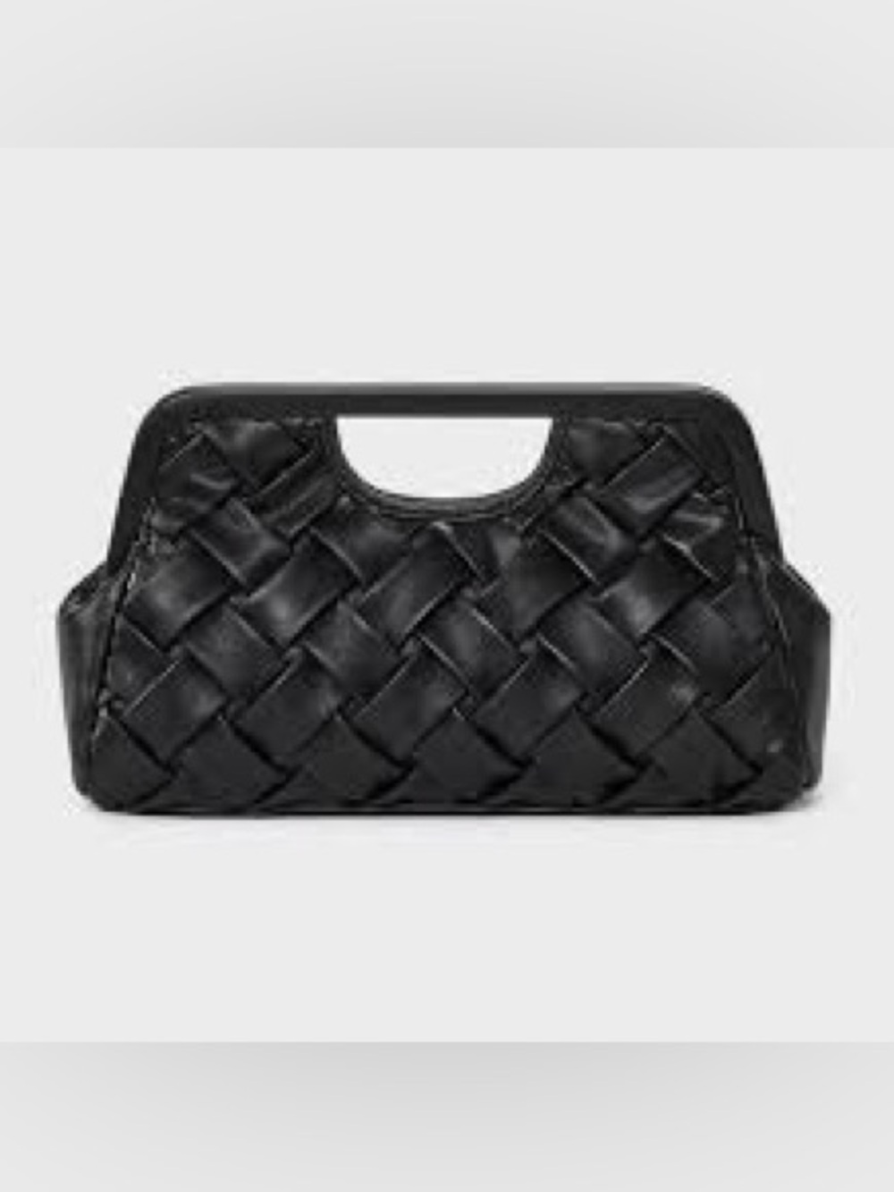 Sold out Woven Leather Handle Clutch - Black